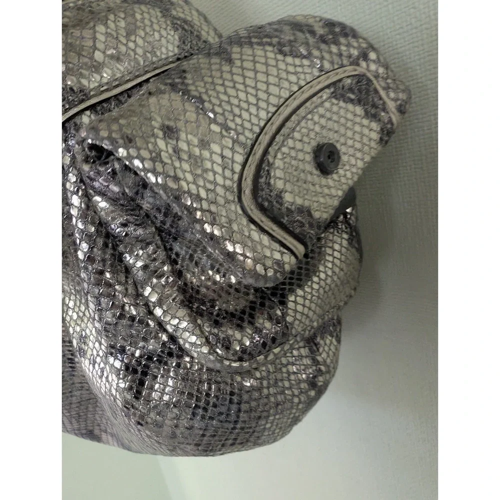 Coach Bag Kristin Metallic Python Hobo Silver Y2K Shoulder Snakeskin Chain Purse